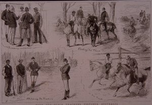 Schwarze Fährtenleser auf der Spur von Buschräubern in Victoria, Australien im Jahr 1881 von Unknown artist