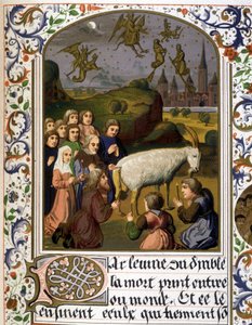 Schwarze Messe um eine Ziege gegen eine Sabbatszene - Faksimile einer Beleuchtung von Unknown artist