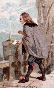 Blaise Pascal (1623 - 1662) vor einem Barometer von Unknown artist