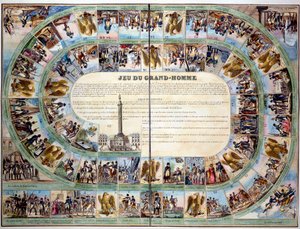 Brettspiele: Brett des „Spiels des großen Mannes“, Modell des Gänsespiels zu Ehren von Kaiser Napoleon I. von Unknown artist
