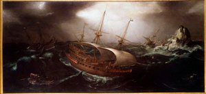 Boote im Sturm von Unknown artist
