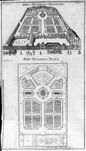 Botanischer Garten - HORTI UPSALIENSIS Perspektive und Plan. von Unknown artist