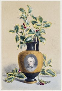 Stechpalmenstrauß, der den Winter symbolisiert - Lithographie