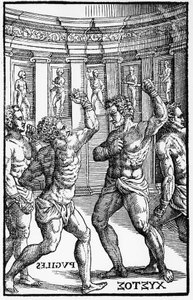 Boxer, Ringer - in „Hieronymi Mercurialis de Arte Gymnastica“, Venedig-Ausgabe von Unknown artist