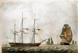 Britische Fregatte im 18. Jahrhundert (19. Jahrhundert) von Unknown artist