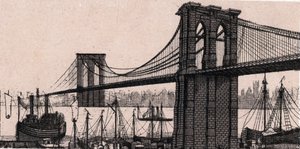 Brooklyn Bridge in New York, USA in „Die Welt illustriert 168 Ansichten“ ohne Datum (spätes 19. Jahrhundert)