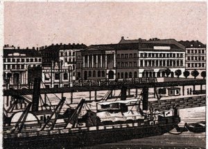 Budapest, Ungarn: Blick auf den Donaukai. aus 