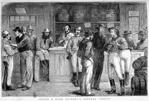Buschkneipe in Australien, um 1880