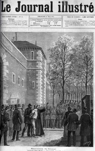 CAMPI, DER MÖRDER DER RUE DU REGARD - „Die Hinrichtung des Mörders Michel Campi auf dem Place de la Roquette, 30. April 1884 - GUILLOTINE - Gravur in „Le journal illustré“ von 1884