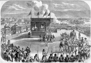 Kairo, Abfahrt des Mahmal (Sänfte mit einem bestickten Seidenschleier, der die Autorität des osmanischen Sultans symbolisiert) zur Pilgerfahrt nach Mekka, per Eisenbahn, in „The Illustrated Universe“