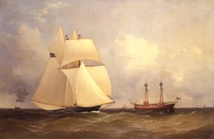 Cambria passiert Sandy Hook nach dem Transatlantik-Rennen, 1870