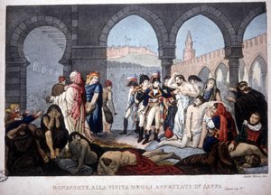 Ägyptenfeldzug (1798-1801): Napoleon besucht die Pestkranken von Jaffa in Ägypten, um 1800 von Unknown artist