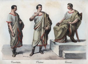 Kandidaten - Redner (Sprecher) - Römischer Zensor - Gravur aus „Usi e Costumi di Tutti i Popoli dell