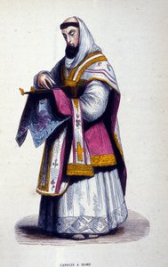 Kapuziner in Rom. Gravur aus einem Album über religiöse Orden, Paris