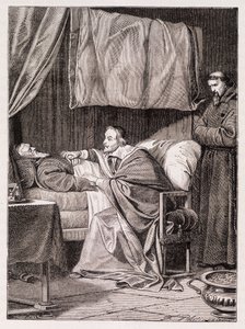 Kardinal Richelieu am Sterbebett von Pater Joseph - Gravur
