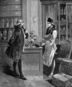 Carl Wilhelm (Guillaume) Scheele (1742 -1788), schwedischer Chemiker in seinem Labor mit Tobern Bergmann 1735-1784, Chemiker von Unknown artist