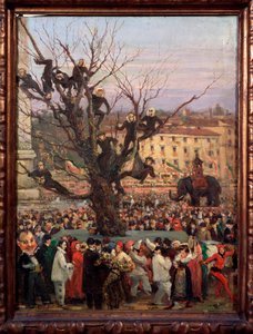 Karnevalsszene in den Straßen von Rom. Anonymes Gemälde. 19. Jahrhundert Rom, Museo del Folklore von Unknown artist