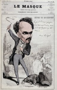 Karikatur von Henri de Rochefort (1831-1913), französischer Journalist und Politiker, der republikanische Positionen vertrat, die dem Schlimmsten feindlich gegenüberstanden. in „Le Masque“ von 1867