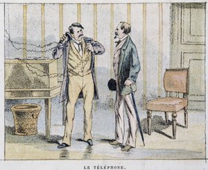Karikaturbild am Telefon von Unknown artist