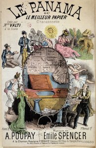 Karikaturlied „Panama oder das beste Papier“ erstellt von Miss Valti à la Scala, Texte von Poupay und Musik von Emile Spencer, sd 19. Jahrhundert von Unknown artist