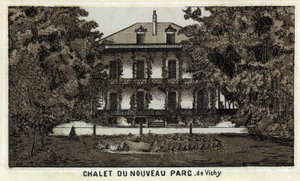 Chalet des neuen Parks von Vichy (Allier und die Auvergne-Region). Chromolithographie des späten 19. Jahrhunderts von Unknown artist