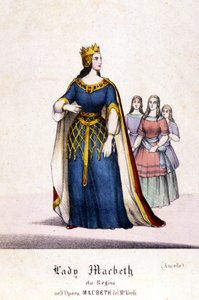 Charakter von Lady Macbeth in der Oper „Macbeth“ von Giuseppe Verdi (1813 - 1901) nach dem Werk von William Shakespeare. 1847. Gravur