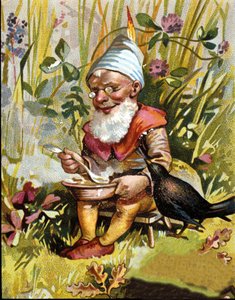 Charakter des Zwergs oder Kobolds isst Suppe von Unknown artist