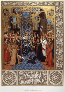 Karl VIII. inmitten seines Hofes - aus einer Miniatur