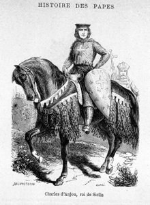 Karl von Anjou, König von Sizilien - Illustration in „Geschichte der Päpste, Könige, Königinnen, Kaiser durch die Jahrhunderte“ von Maurice Lachatre von Unknown artist