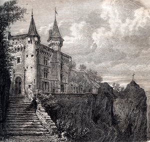 Schloss La Rochelambert in Saint Paulien - Haute-Loire - Auvergne-Rhône-Alpes - Gravur um 1867 von Unknown artist