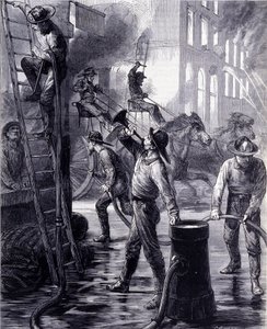 Chicago Feuerwehr bekämpft ein Feuer, Vereinigte Staaten. 19. Jahrhundert von Unknown artist