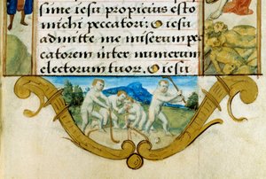 Kinder spielen Ballspiel, Vorläufer des Hockeys. (Detail) von Unknown artist