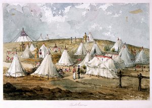 Chobham, Colonel Hodges, Zelt Grenadier Guards Lager. Das Zelt der Königin über dem Hügel von Unknown artist