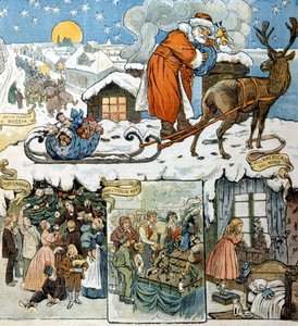 Weihnachtsbräuche in verschiedenen Ländern: Russland, Deutschland, Italien und Südamerika. 1892 von Unknown artist