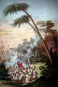 Christoph Kolumbus kam 1492 in San Salvador an von Unknown artist