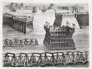 Schloss Argencourt und Eingang zum Damm von La Rochelle (Belagerung von La Rochelle)