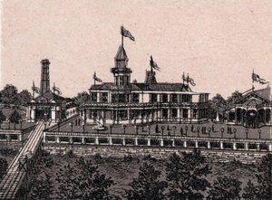 Cincinnati, USA: Blick auf das Highland House in „Die Welt illustriert 168 Ansichten“ (Ende des 19. Jahrhunderts)