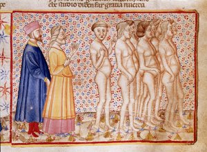 Kreis der Gewalttätigen gegen Gott, Natur und Kunst: Dante und Virgil treffen auf Gotteslästerer. Illustrierte Seite aus einem Gesang der Hölle aus der „Göttlichen Komödie“ von Dante Alighieri
