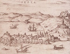 Stadt Septa (Ceuta) im frühen 17. Jahrhundert, Gravur, Marokko von Unknown artist