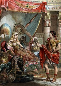 Kleopatra (69-30 v. Chr.), Königin von Ägypten. Mit Marcus Antonius (83-30 v. Chr.), Gravur von 1881