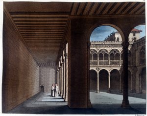 Kreuzgang der Dominikaner in Valladolid. Lithographie des 19. Jahrhunderts.