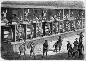 Coldbath Fields Gefängnis - Besserungshaus in London - das Laufband - Coldbath Fields - London Gravur 1868