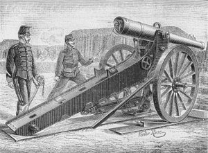 155-mm-Belagerungsgeschütz von Colonel de Bange. In „Album der Wissenschaft“, Éditions Jouvet von Unknown artist