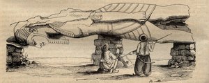 Koloss von Ramses II., gefunden 1820 in der Nähe des südlichen Tores des Tempels von Ptah von Giovanni Battista Caviglia - Gravur von 1838.