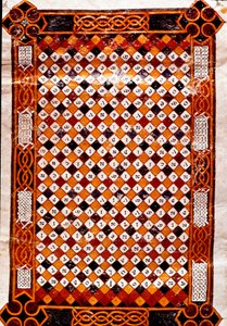 Gedenklabyrinth Seite bedeckt mit einem digitalen Labyrinth. Miniatur von Florentius aus dem Manuskript „Moralia in Job“ der Abtei Valeranica (San Pedro de Berlanga in Kastilien) mit Kommentaren von Papst Gregor I. (540-604), 9. Jahrhundert. Madrid, Nation von Unknown artist