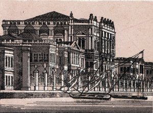 Konstantinopel, Türkei: Blick auf den Dolmabahçe-Palast in „Die Welt illustriert 168 Ansichten“ (Ende des 19. Jahrhunderts)