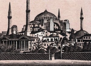 Konstantinopel, Türkei: Blick auf die Hagia Sophia. in „Die Welt illustriert 168 Ansichten“. Undatiert (spätes 19. Jahrhundert) von Unknown artist