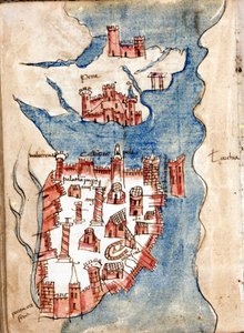 Konstantinopel, Manuskriptkarte von Venedig aus dem 15. Jahrhundert von Unknown artist