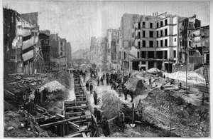 Bauarbeiten in der Rue Reaumur - Umgestaltungen von Paris unter dem Zweiten Kaiserreich, Haussmann Paris (Boulevard, Haussmann-Arbeiten) - Der Durchbruch der Rue Reaumur im 3. Arrondissement von Paris