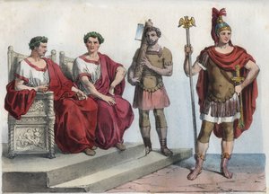 Konsul und Liktoren im antiken Rom - Gravur aus „Usi e Costumi di Tutti i Popoli dell